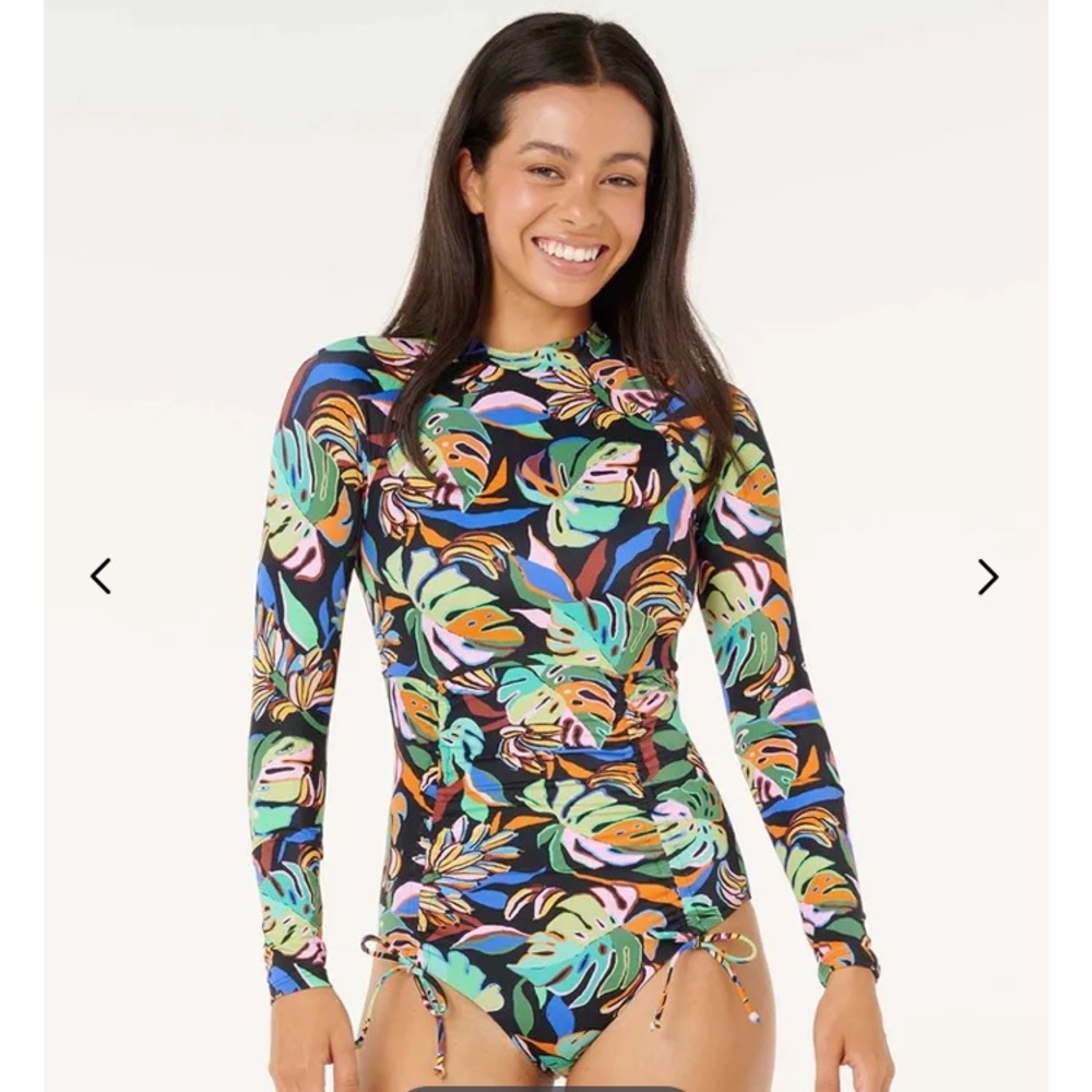 Rip curl Sunset Luau UV Long sleeve surf swim suit Brazilian (Farm Rio) Bananas